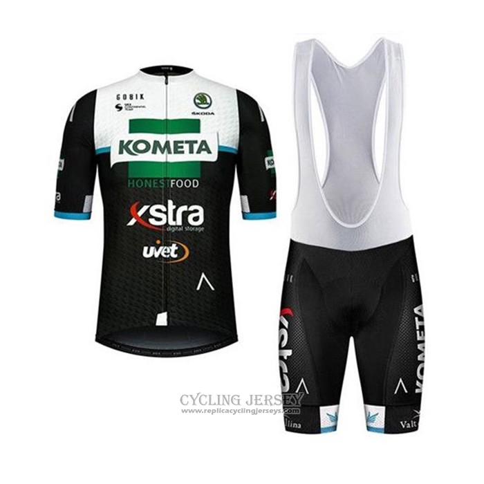 2020 Cycling Jersey Kometa Xstra Black White Green Short Sleeve And Bib Short